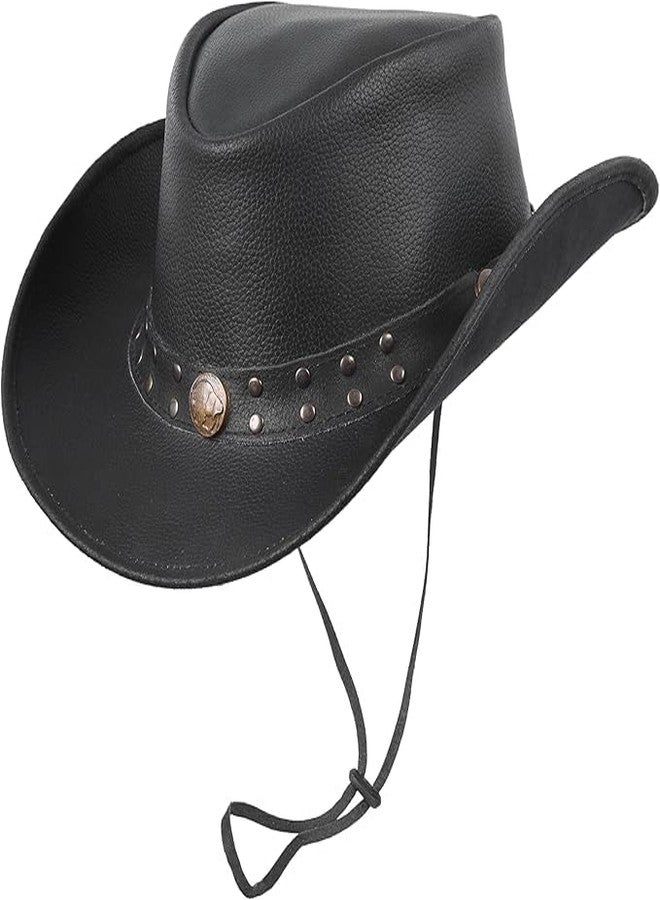 Strength Zones Leather Cowboy Hat for Men Women Lightweight Handcrafted Western Shapeable Wide Brim | Western Hats for Men (US, Alpha, Large, Milled Black) - Image 1