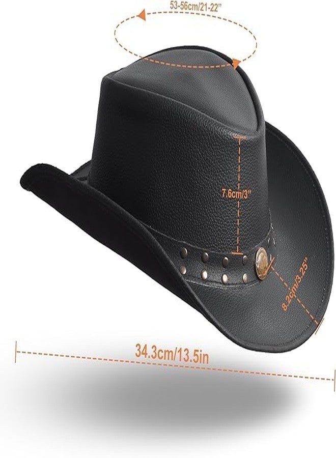 Strength Zones Leather Cowboy Hat for Men Women Lightweight Handcrafted Western Shapeable Wide Brim | Western Hats for Men (US, Alpha, Large, Milled Black) - Image 4