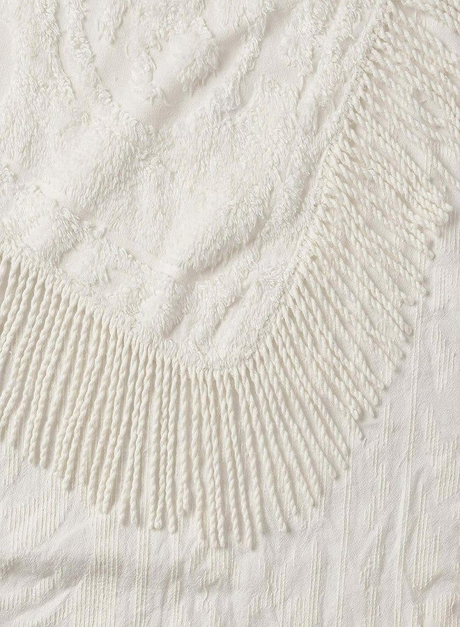 بياتريس هوم فاشونز غطاء سرير من الشنيل بنقشة ميدالية من بياتريس هوم فاشنز، وسادة قياسية، لون عاجي - Image 4