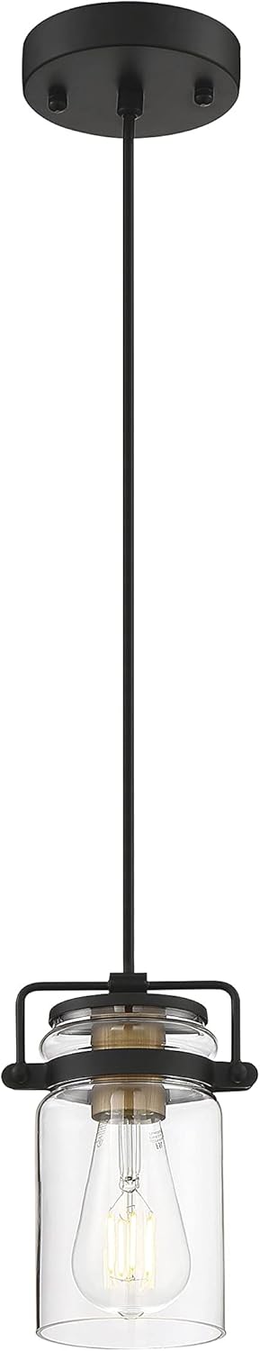 NUVO 606733 Antebellum 1 Light Mini Pendant Fixture Black and Aged Gold - Image 1