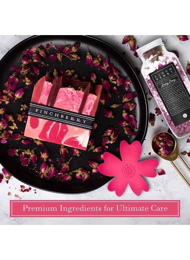 FinchBerry FinchBerry Rosey Posey Gift Set - Ideal Gifts Romantic Occasions, Anniversaries, Birthdays, Women’s Day, Housewarming, or Get Well Soon - Spa Gift Set With Handmade Soap, Fizzy Salt Soak & Soap Dish  - Image 3