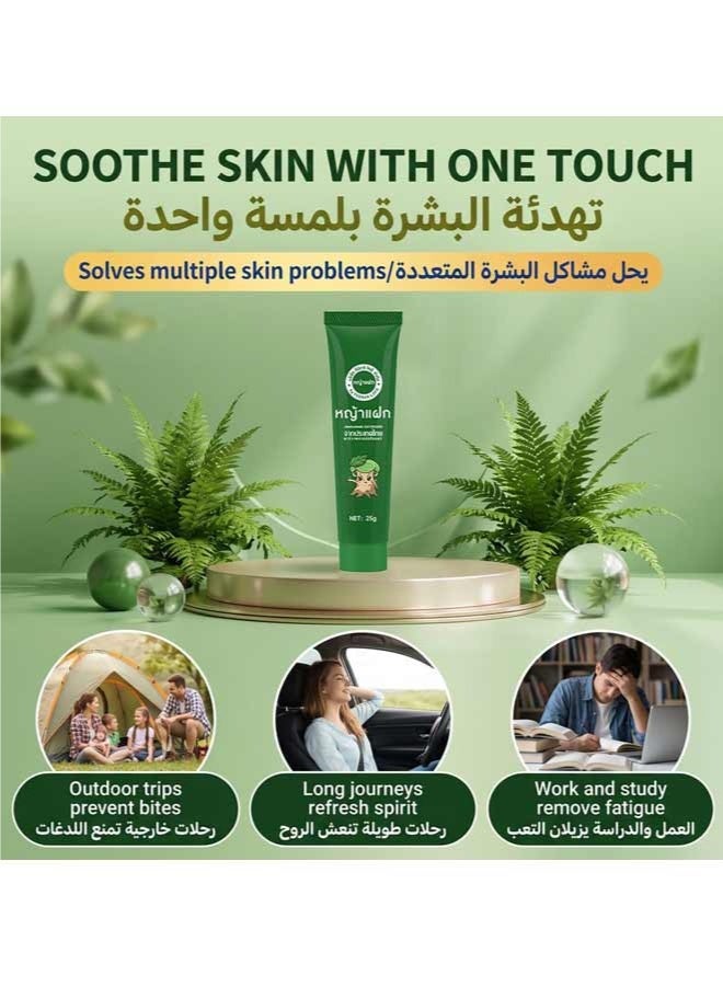 2 قطعة من عشبة طبيعية لعلاج حكة لدغات البعوض، كريم مهدئ متعدد الاستخدامات للإحساس بالغثيان الناتج عن الحركة أو الذهول البحرية أو التعب أثناء العمل، كريم العناية بالبشرة المحمول للعطلات والرحلات إلى البركين وحفلات الشواء في الهواء الطلق - Image 5