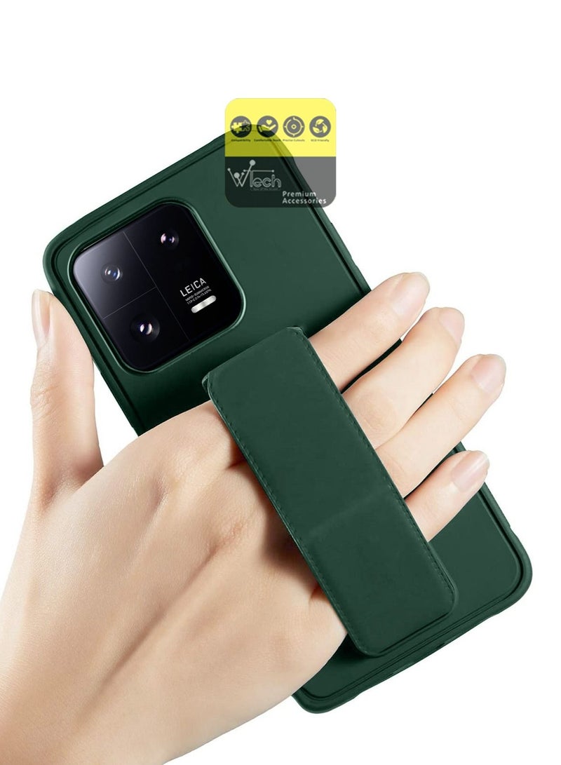Wtech Hand Grip And Multi Stand Magnetic Car Mount Kickstand Finger Strap Case Cover For Xiaomi 13 5G 2023 Dark Green - Image 2