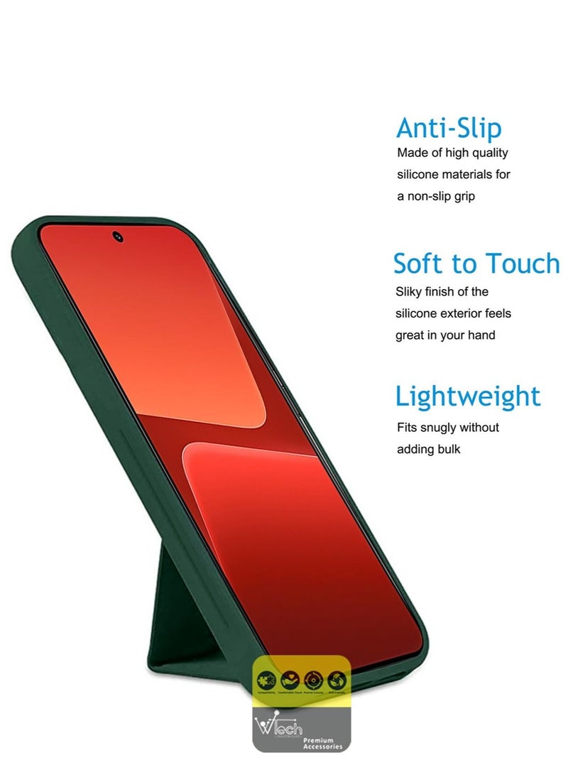 Wtech Hand Grip And Multi Stand Magnetic Car Mount Kickstand Finger Strap Case Cover For Xiaomi 13 5G 2023 Dark Green - Image 5