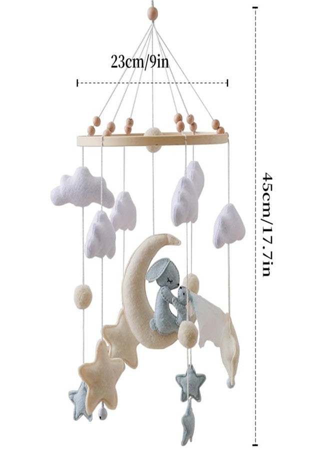 Ceecolia Bunny Baby and Mother Blue Mother Love Theme Crib Mobile,Soft Cotton Crib Mobile for Girls,Nursery Animal Decorate,Boys Sleep Soothing Mobile for Crib Hanging in Crib - Image 2