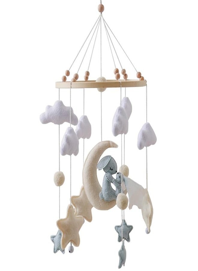 Ceecolia Bunny Baby and Mother Blue Mother Love Theme Crib Mobile,Soft Cotton Crib Mobile for Girls,Nursery Animal Decorate,Boys Sleep Soothing Mobile for Crib Hanging in Crib - Image 1