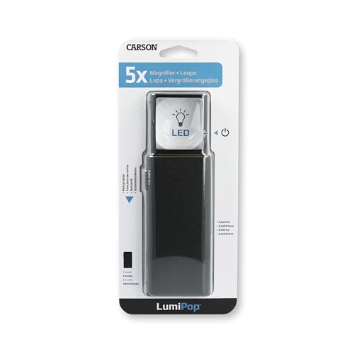 Carson LumiPop 5x Power LED Lighted Slide-Out Aspheric Magnifier (LP-66) , Black - Image 5