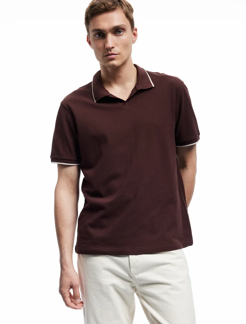كوتون Polo Neck T-Shirt
