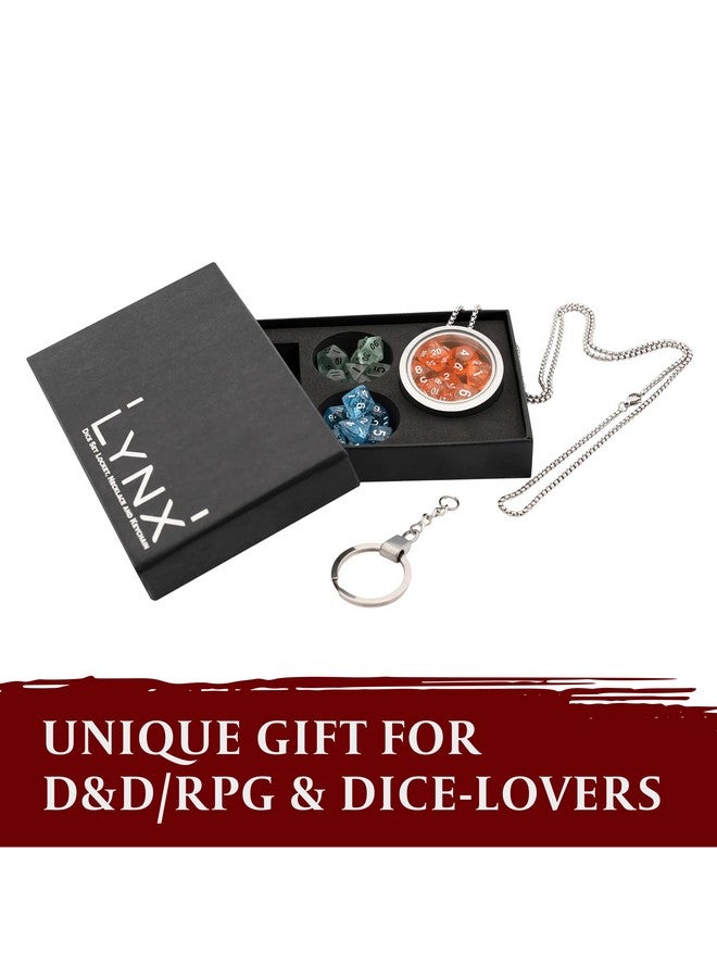 lynx DND Dice Set Locket/Keychain - 3 Polyhedral Mini Dice Sets Included - Perfect RPG/Dungeons & Dragons (D&D) Accessories Gifts. Tiny/Micro Red, Blue & Clear Set Have D20 D12 D10 D8 D6 Sided Dice.  - Image 4