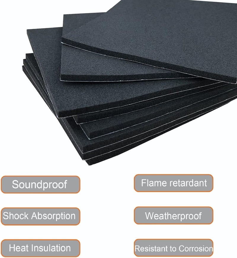 TYESMER Rubber Adhesive Pads, 8 Pcs Closed Cell Foam Sheet Neoprene High Density Foam Anti Vibration Pads for Furniture Cars Speakers Black (4" x 4" x 1/8", 8 Pcs) - Image 4