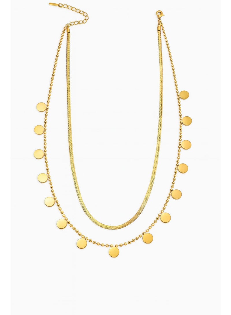 فلافي عقد نسائي متعدد الطبقات بدلايات دائرية – لمسة راقية - Image 3