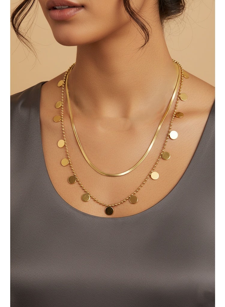 فلافي عقد نسائي متعدد الطبقات بدلايات دائرية – لمسة راقية - Image 1