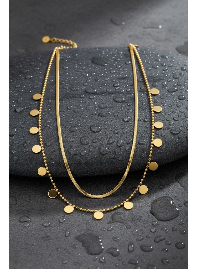 فلافي عقد نسائي متعدد الطبقات بدلايات دائرية – لمسة راقية - Image 2