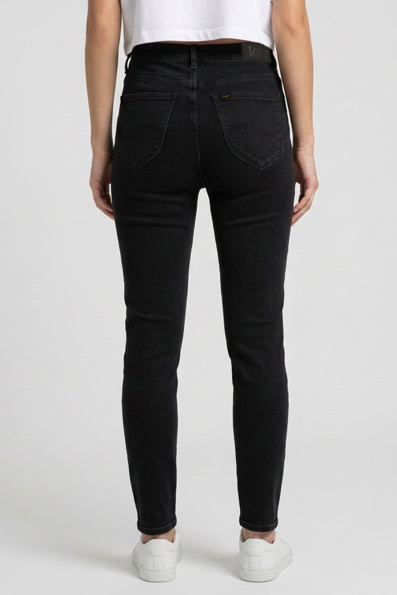 LEE Women Skinny Fit High Waist Plain Denim Jeans, Black - Image 4
