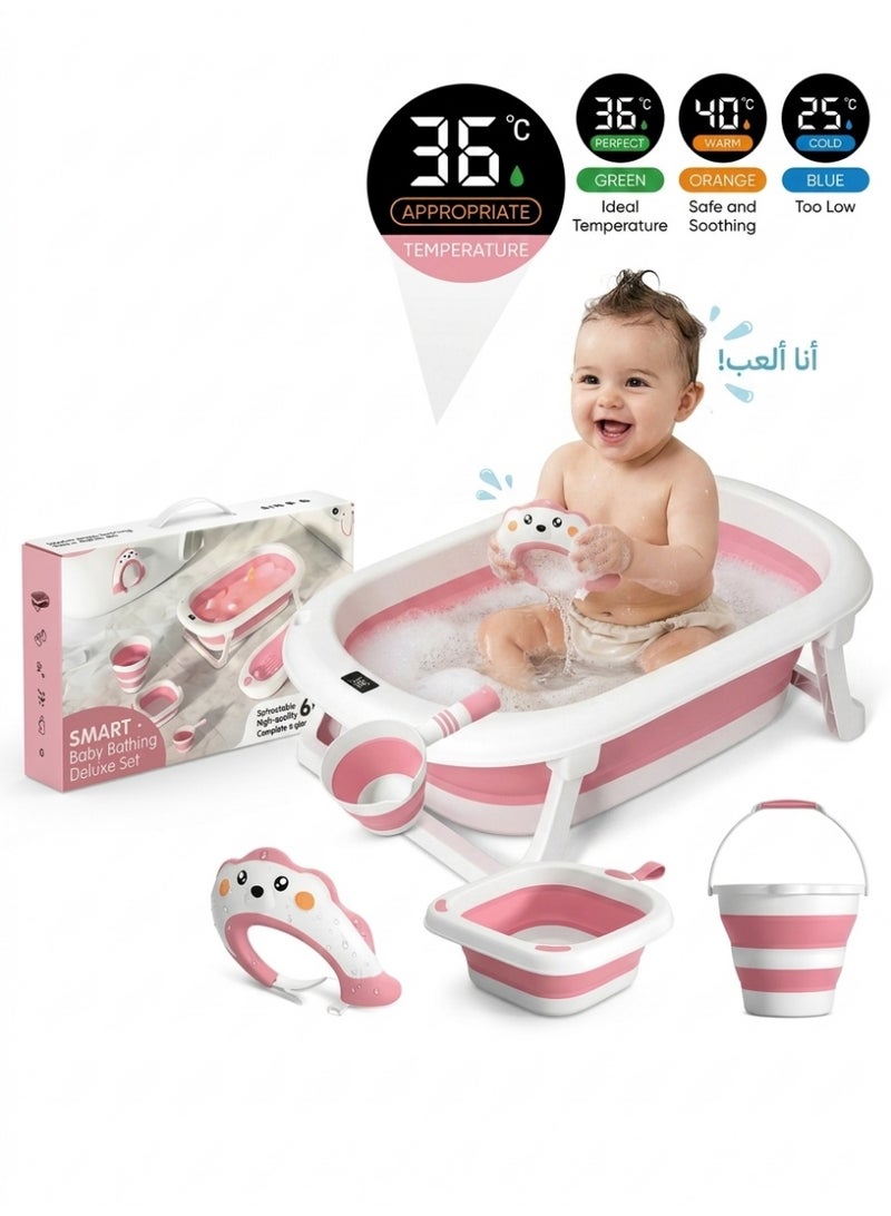 6-in-1 Foldable Baby Bathtub Set with Accessories and Smart Temperature Sensor - Image 2