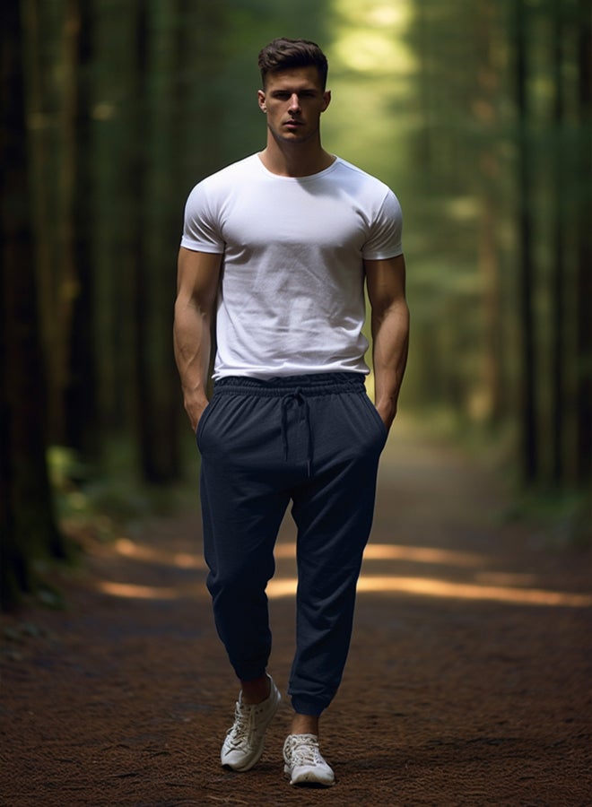 trendyol Navy Blue Basic Regular/Normal Cut Elastic Leg Jogger Sweatpants - Image 1