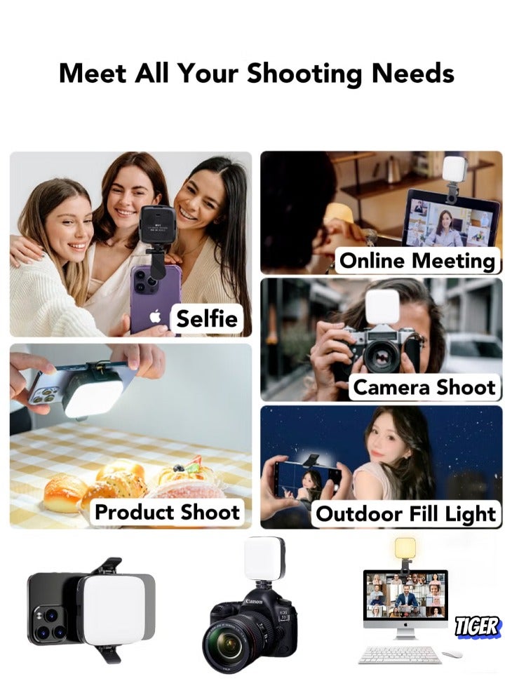 TIGER LED Selfie Light with Clips – Portable Phone Light for Video Shooting & Vlogging Kit, 64 Beads, 3 Colors & 9 Modes, 2000mAh Rechargeable Battery, Fill Light for iPhone, Camera, Laptop, TikTok, Makeup & Video Calls – Enhance Your Lighting for Perfect Photos & Videos - Image 2