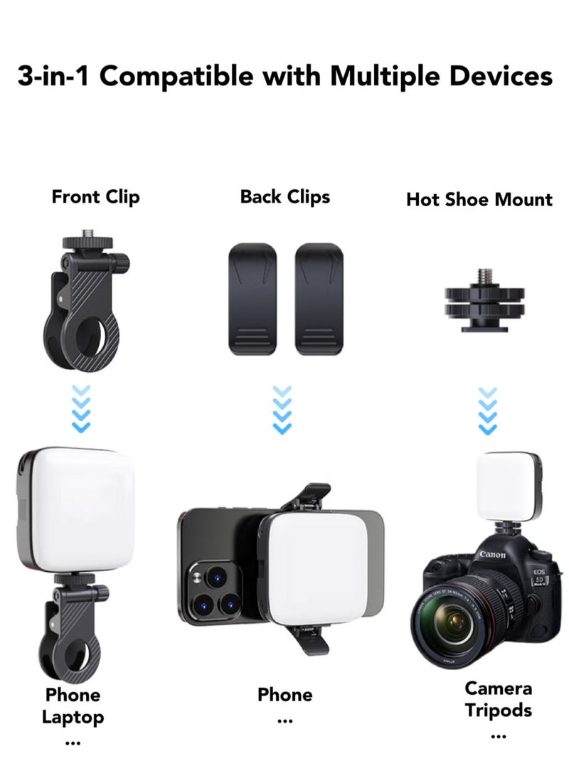 TIGER LED Selfie Light with Clips – Portable Phone Light for Video Shooting & Vlogging Kit, 64 Beads, 3 Colors & 9 Modes, 2000mAh Rechargeable Battery, Fill Light for iPhone, Camera, Laptop, TikTok, Makeup & Video Calls – Enhance Your Lighting for Perfect Photos & Videos - Image 4