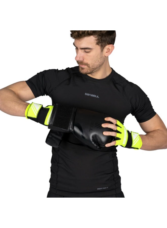 Sanabul  Gel Hand Wraps for Boxing Gloves | MMA Muay Thai Kick Boxing Quick Wraps for Men & Women | Inner Boxing Hand Wrap for Gloves | Padded Knuckle Wrist Wrap (Neon Green/White) - Image 3