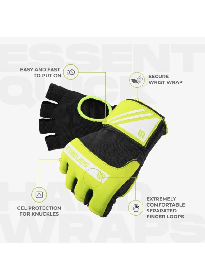 Sanabul  Gel Hand Wraps for Boxing Gloves | MMA Muay Thai Kick Boxing Quick Wraps for Men & Women | Inner Boxing Hand Wrap for Gloves | Padded Knuckle Wrist Wrap (Neon Green/White) - Image 4