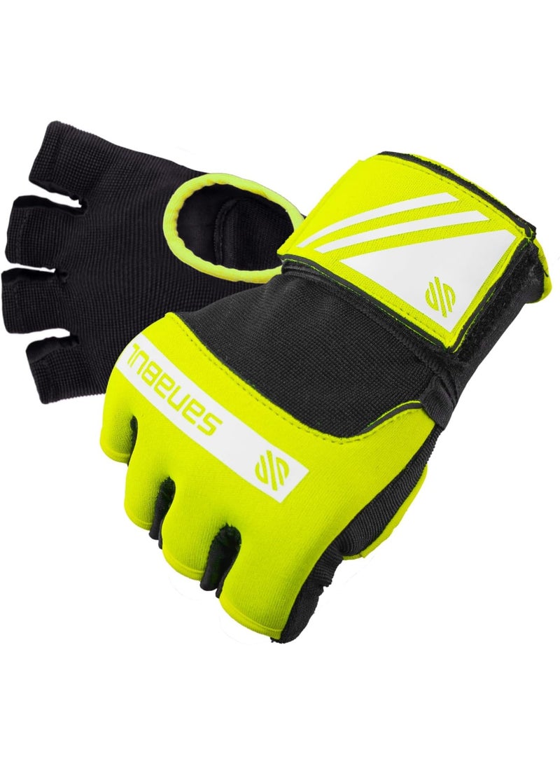 Sanabul  Gel Hand Wraps for Boxing Gloves | MMA Muay Thai Kick Boxing Quick Wraps for Men & Women | Inner Boxing Hand Wrap for Gloves | Padded Knuckle Wrist Wrap (Neon Green/White) - Image 1