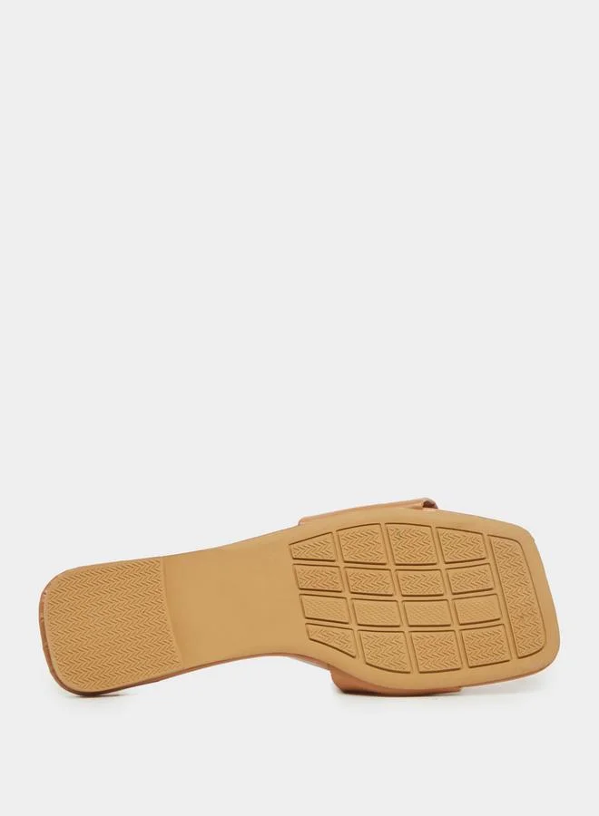 Take Two Embellished Flower Strap Flat Sandals by Styli