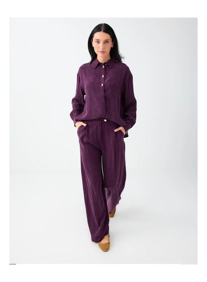 Jimmy Key Maroon Pants with Metal Button Details – Relaxed Fit.