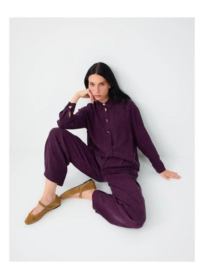 Jimmy Key Maroon Pants with Metal Button Details – Relaxed Fit.