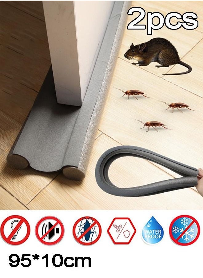 Generic - Double Door Draft Stopper 37 Inch Cuttable and Washable Twin Door Draft Stopper Energy Saving Door Weather Stripping Reduce Noise Window Breeze Blocker Insect prevention and mouse release grey - Image 1