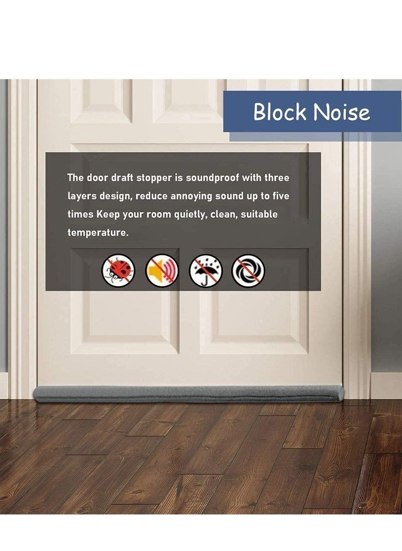 Generic - Double Door Draft Stopper 37 Inch Cuttable and Washable Twin Door Draft Stopper Energy Saving Door Weather Stripping Reduce Noise Window Breeze Blocker Insect prevention and mouse release grey - Image 1
