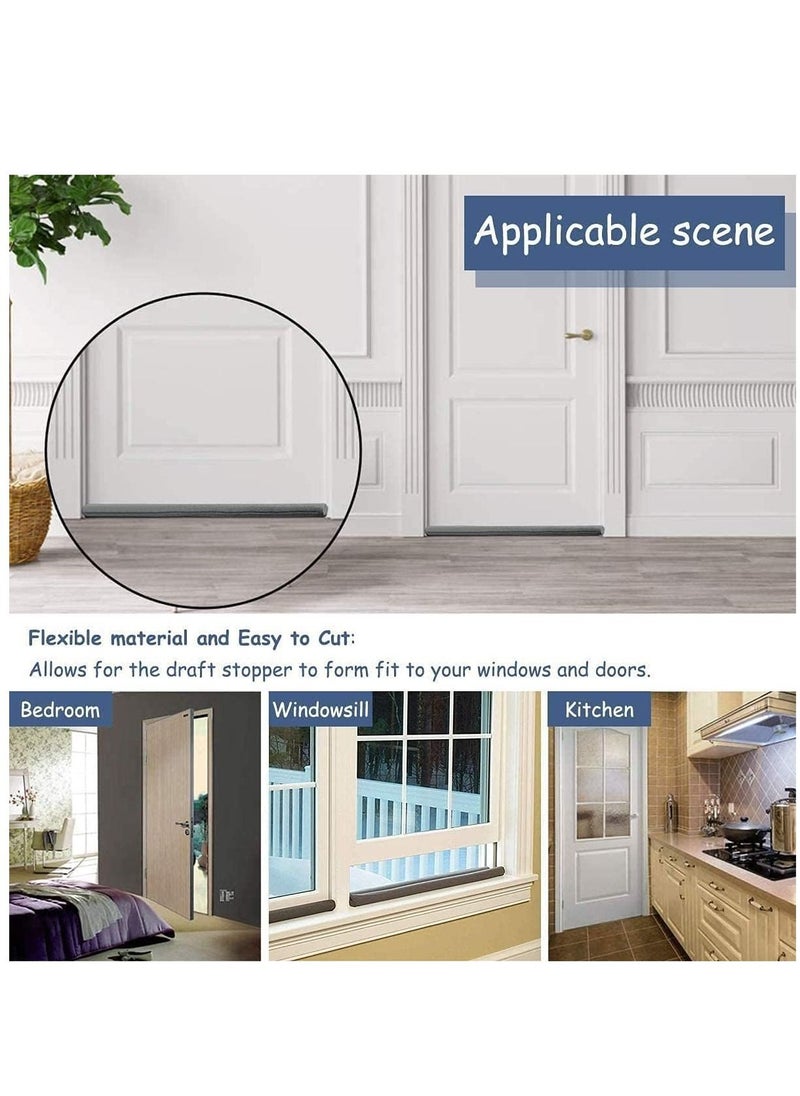 Generic - Double Door Draft Stopper 37 Inch Cuttable and Washable Twin Door Draft Stopper Energy Saving Door Weather Stripping Reduce Noise Window Breeze Blocker Insect prevention and mouse release grey - Image 1
