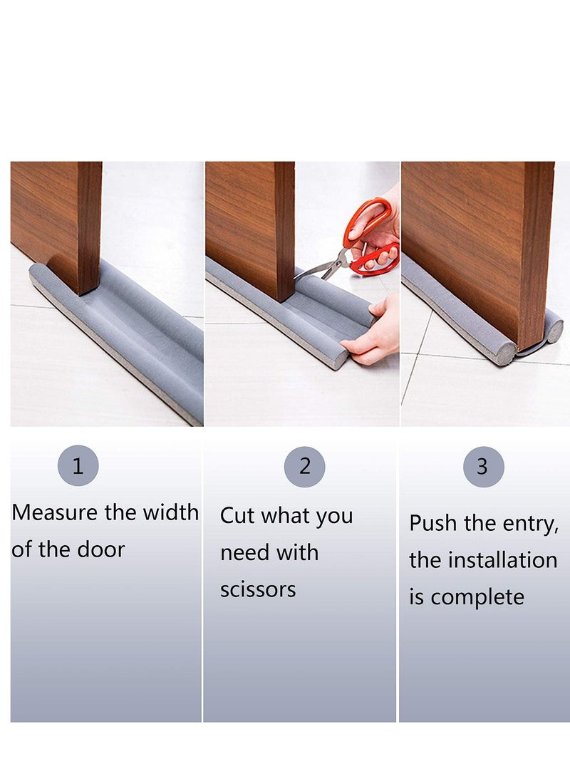 Generic - Double Door Draft Stopper 37 Inch Cuttable and Washable Twin Door Draft Stopper Energy Saving Door Weather Stripping Reduce Noise Window Breeze Blocker Insect prevention and mouse release grey - Image 1