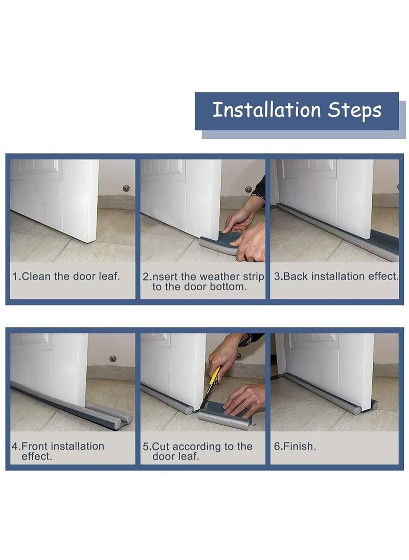 Generic - Double Door Draft Stopper 37 Inch Cuttable and Washable Twin Door Draft Stopper Energy Saving Door Weather Stripping Reduce Noise Window Breeze Blocker Insect prevention and mouse release grey - Image 1