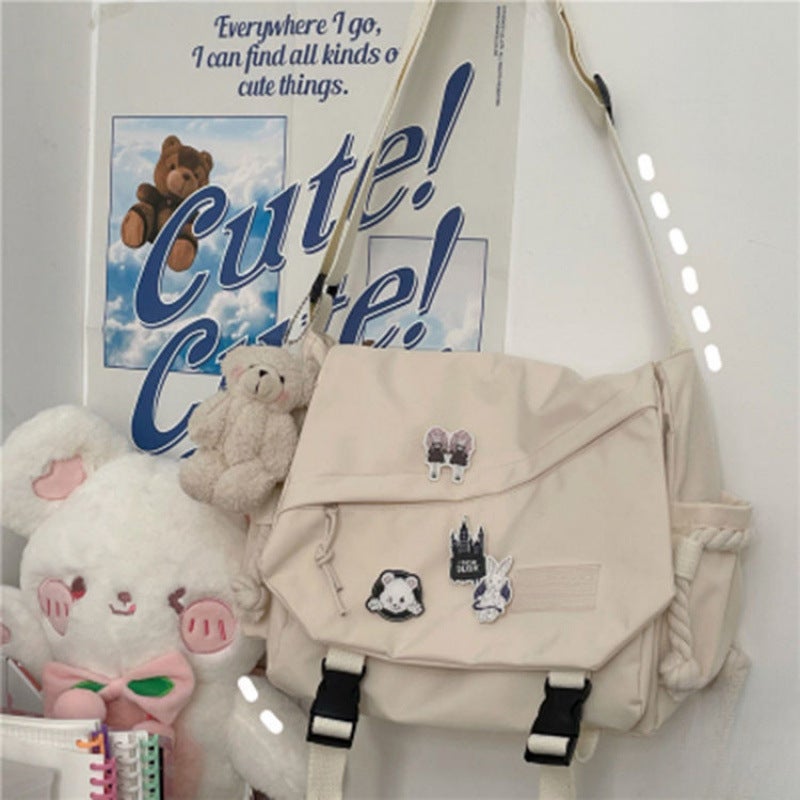 Hong Kong Style Bags, Versatile Literary Korean Style Street Style Shoulder Bags, Student Crossbody Bags, Male And Female Students, For One Piece - Image 3