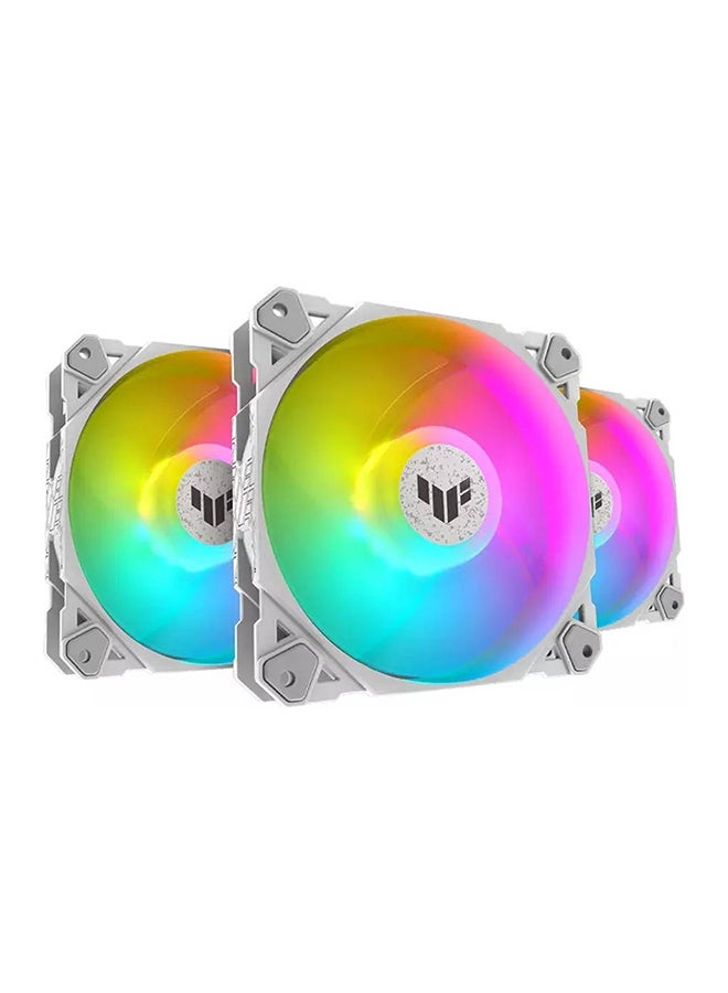 ASUS TUF Gaming TF120 ARGB Case Fan, Aura Sync Compatibility, 12cm Fan Diameter, 1900RPM Max Rotation Speed, 76 CFM Max Airflow, 29 dB Noise Level, White Edition, Triple Pack | 90DA0033-B09030 White - Image 2