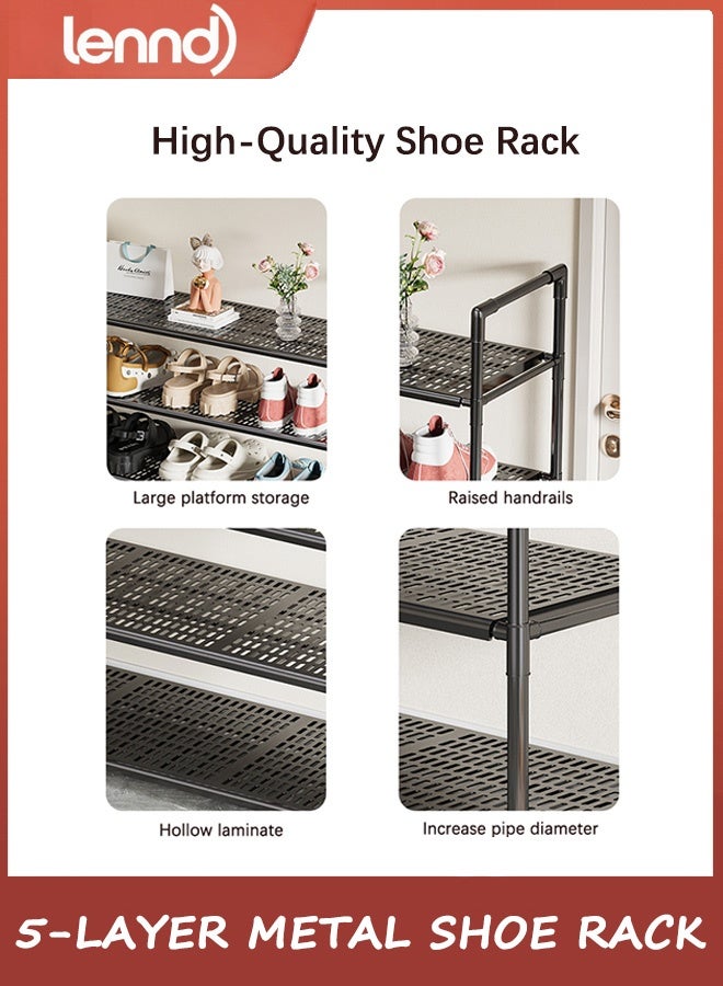 LENND Shoe rack -5-layer shoe rack storage rack, metal storage rack, sturdy independent long shoe rack storage box, suitable for wardrobes, entrances, and small spaces - Image 3