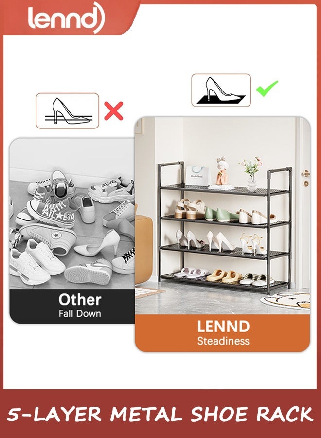 LENND Shoe rack -5-layer shoe rack storage rack, metal storage rack, sturdy independent long shoe rack storage box, suitable for wardrobes, entrances, and small spaces - Image 5