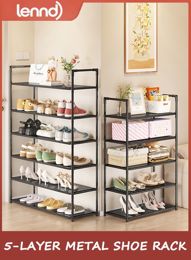 LENND Shoe rack -5-layer shoe rack storage rack, metal storage rack, sturdy independent long shoe rack storage box, suitable for wardrobes, entrances, and small spaces - Image 2