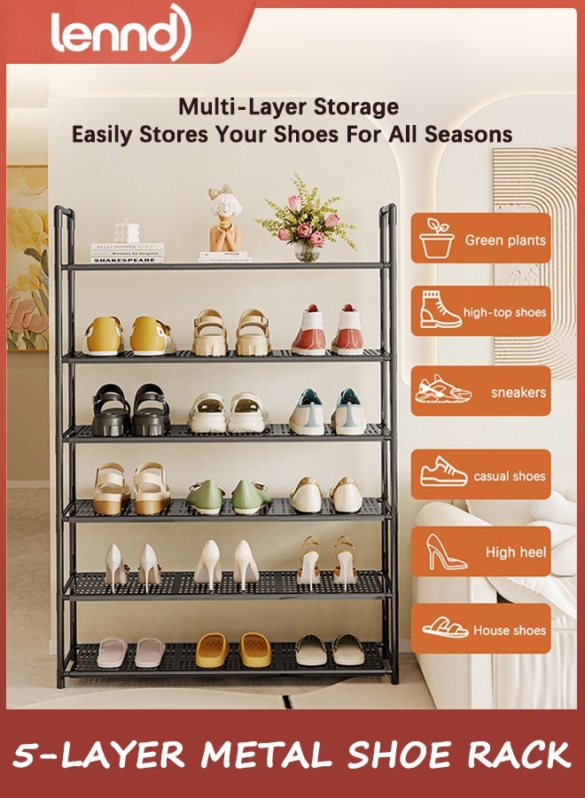 LENND Shoe rack -5-layer shoe rack storage rack, metal storage rack, sturdy independent long shoe rack storage box, suitable for wardrobes, entrances, and small spaces - Image 4
