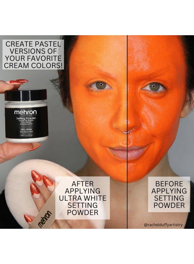mehron Makeup Setting Powder | Loose Powder Makeup | Loose Setting Powder Makeup Perfect for Halloween 1 oz (28 g) (Ultra White) - Image 2