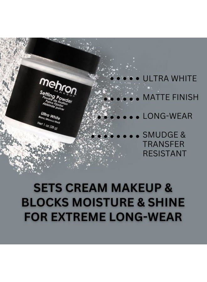 mehron Makeup Setting Powder | Loose Powder Makeup | Loose Setting Powder Makeup Perfect for Halloween 1 oz (28 g) (Ultra White) - Image 3