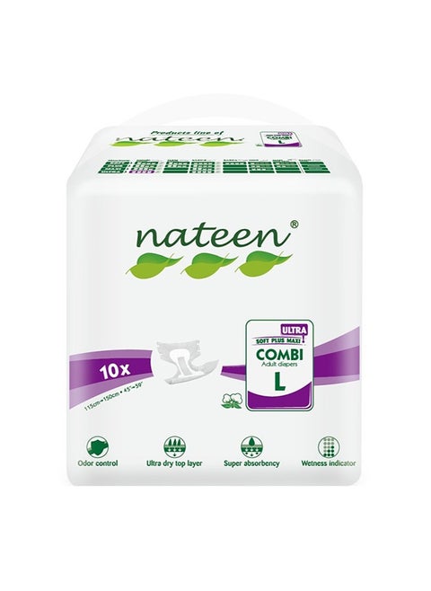 Super Ultra Incontinence Adult Diapers Large Waist Size 115-150Cm10 Count