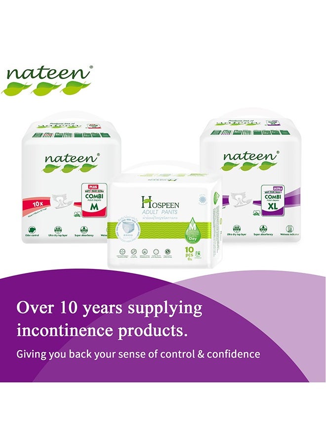 nateen - Nateen Super Ultra Incontinence Adult Diapers,Large,Waist Size 115-150cm,10 Count,Briefs with Maximum Absorbency,Leak Protection. - Image 1
