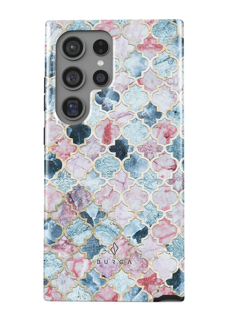 BURGA Phone Case Compatible with Samsung Galaxy S24 Ultra Mobile Phone Case Hybrid 2 Layer Hard Shell Silicone Protective Case,Pink Beach Scratch Resistant Shockproof Cover
