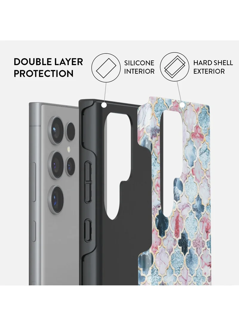 BURGA Phone Case Compatible with Samsung Galaxy S24 Ultra Mobile Phone Case Hybrid 2 Layer Hard Shell Silicone Protective Case,Pink Beach Scratch Resistant Shockproof Cover