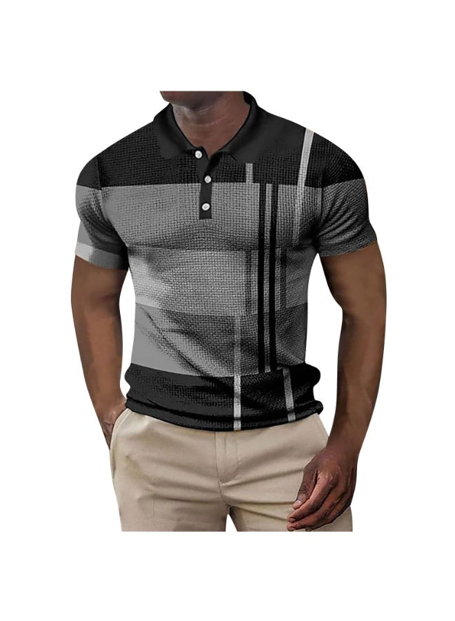 Summer  Fashion Men's Turn-down Collar Short Sleeve Striped Pullover T-shirts Casual Trendy Slim T-shirts Male Clothes - Image 2