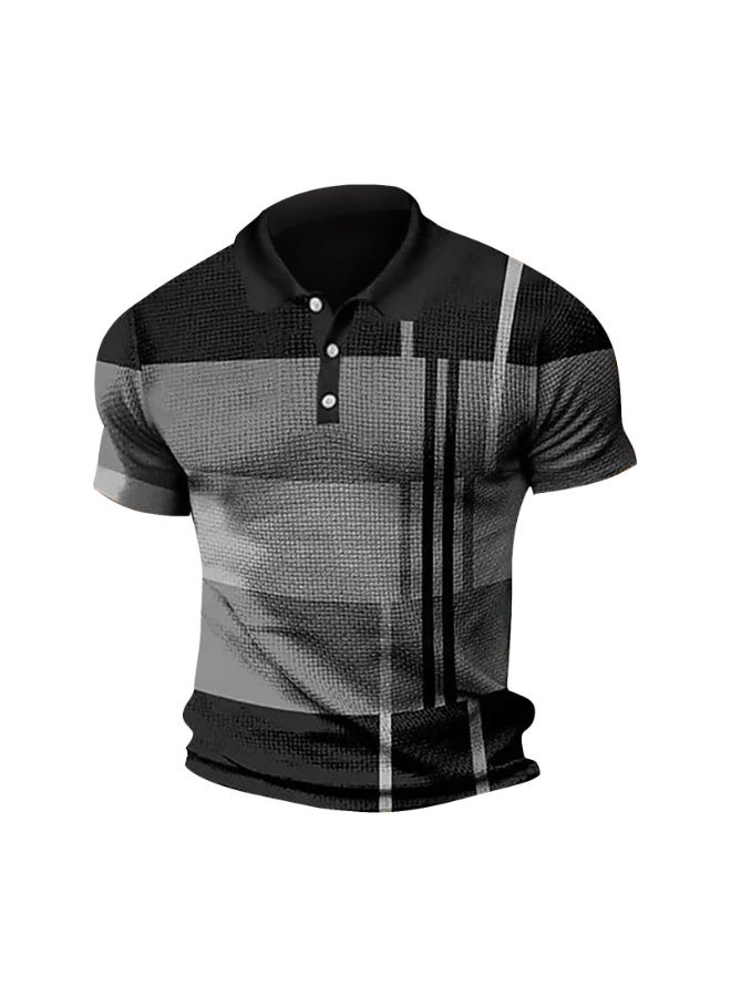 Summer  Fashion Men's Turn-down Collar Short Sleeve Striped Pullover T-shirts Casual Trendy Slim T-shirts Male Clothes - Image 1