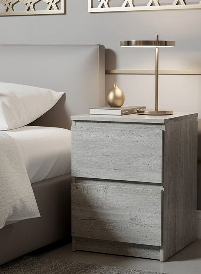 Living Modern Bedside Table Wooden Nightstand with 2 Drawers 40x48x55 CM - Image 2