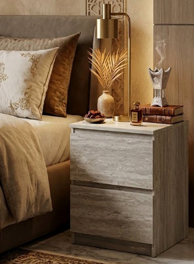 Living Modern Bedside Table Wooden Nightstand with 2 Drawers 40x48x55 CM - Image 3