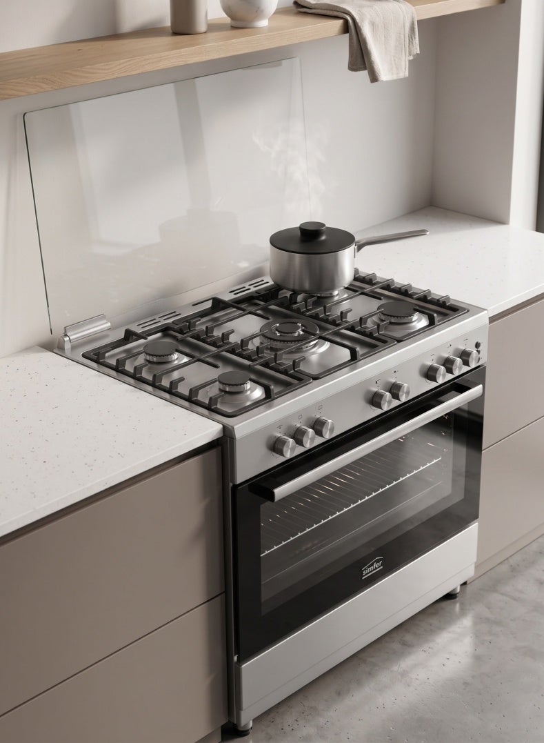 Simfer Gas Cooker 90x60 cm | 102L Oven Capacity | 5 Burner with Triple Wok | Turbo Fan Rotisserie Grill | Analog Timer Auto Ignition FFD | Stainless Steel | Model SMF9065GCL-N - Image 5